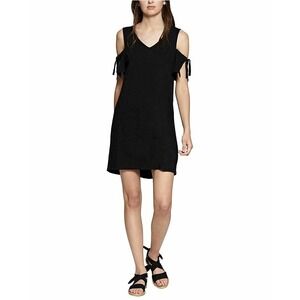Sanctuary NEW Womens XS Black Lakeside Cotton Tie-sleeve Cold-shoulder Dress